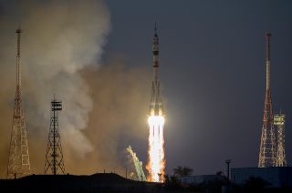 Russia's Soyuz MS-22 spacecraft, atop a Soyuz 2.1a rocket, lifts off for the International Space Station from the Baikonur Cosmodrome on Wednesday, Sept. 21, 2022. 