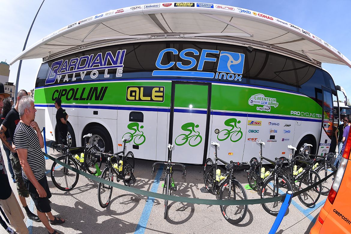 All quiet at the Bardiani bus after two riders were kicked out for doping