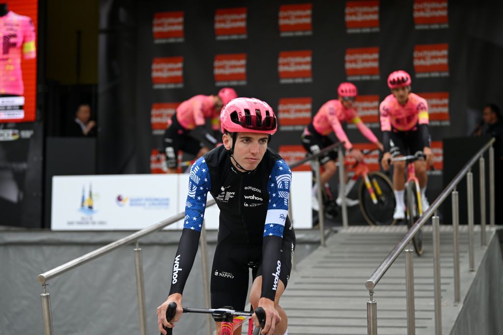 Riders before the start of Dauphine 2024 stage 1