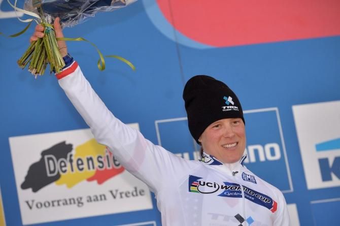 Katie Compton on the podium