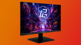 ASRock Phantom Gaming PG27FFX1B / PG27FFX2A gaming monitor on a colourful background