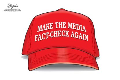 Political cartoon U.S. Trump MAGA media fact check