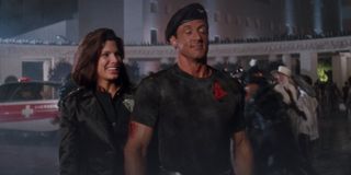 Sandra Bullock and Sylvester Stallone in Demolition Man