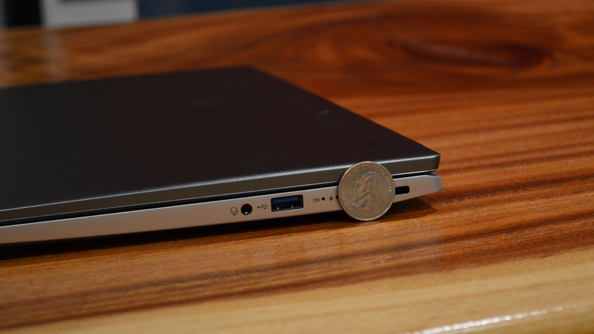 An Acer Swift 3 (2022) on a wooden table