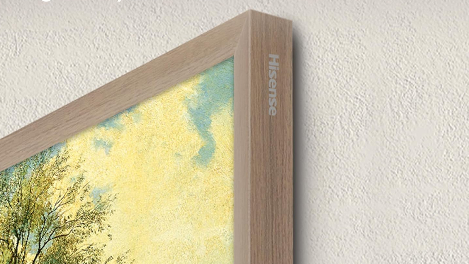 Hisense Canvas TV; a TV with art on its screen in a wooden frame