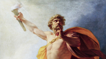 Prometheus brings fire to humanity, Heinrich Fueger (1817) Prometheus has sometimes been cited by anthropologists as a mythical symbol of humans’ conscience, and thought about the world and about himself.