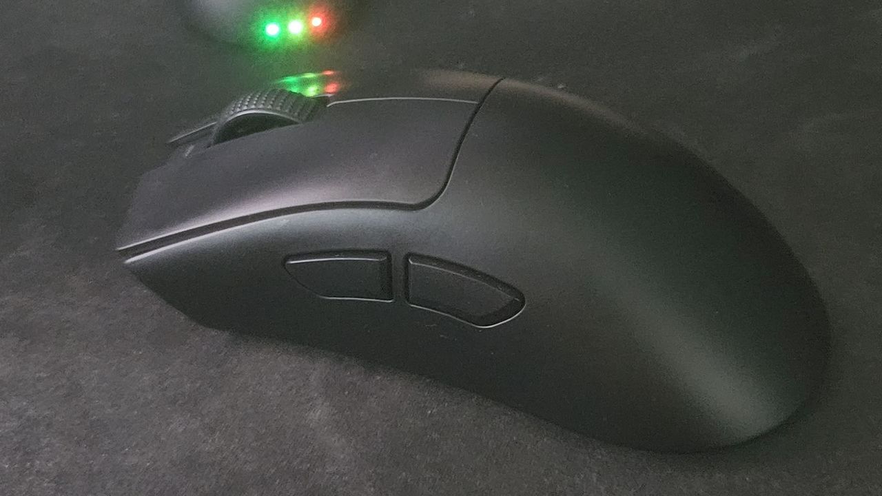 A Razer DeathAdder V4 Pro on a desk