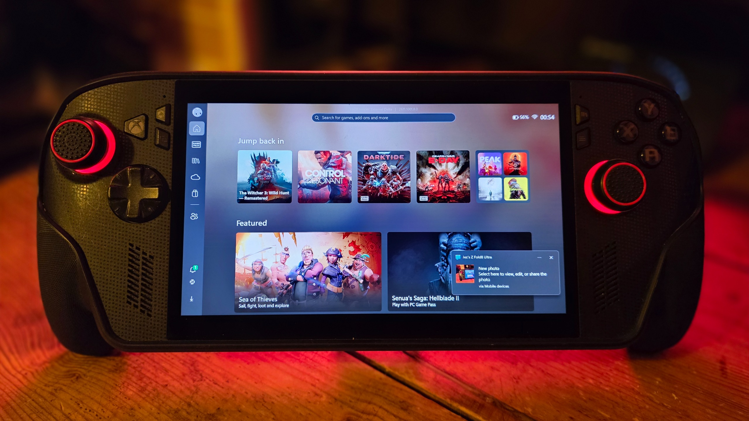 Xbox Ally X on a desk with Xbox PC app open