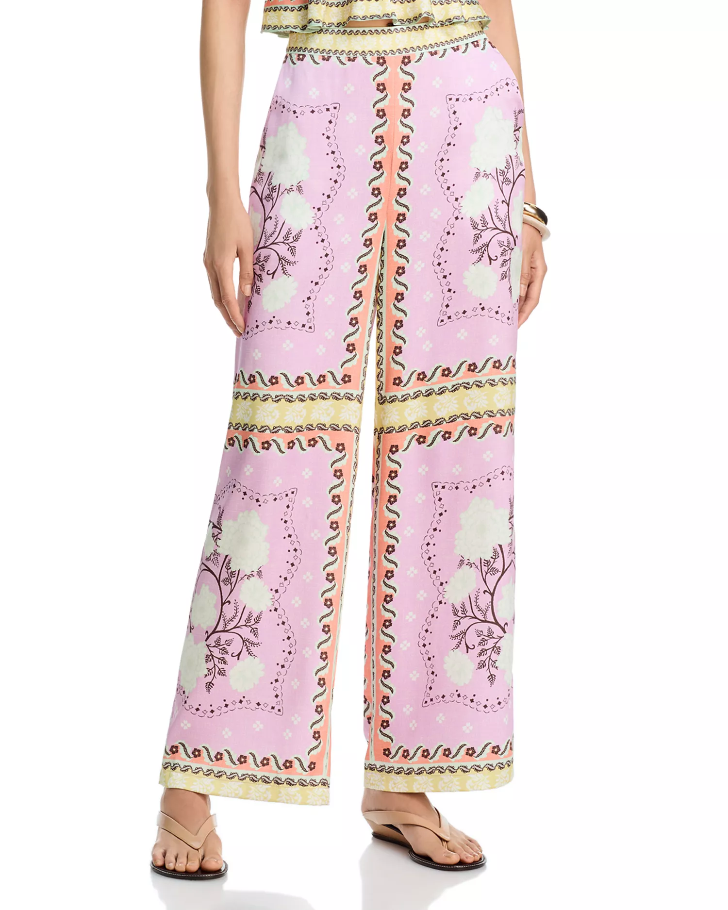 Scarf Print Wide Leg Pants - Exclusive