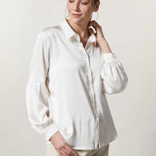 white satin blouse