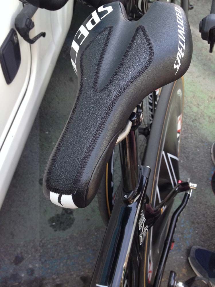 This Etixx-QuickStep Specialized Shiv bike had some extra grip on the saddle