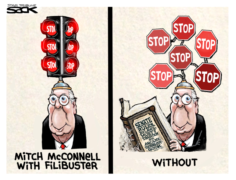 Political Cartoon U.S. mcconnell filibuster senate