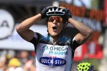 Matteo Trentin (Omega Pharma-Quick Step) struggles to understand that he has won