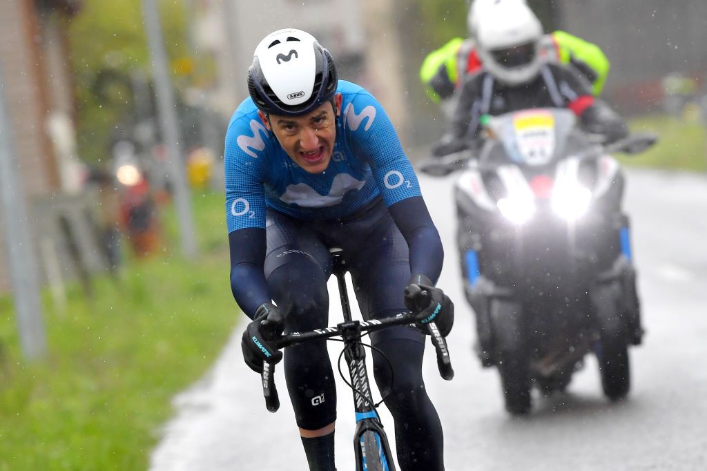 Marc Soler (Movistar) on the attack in Tour de Romandie stage 3