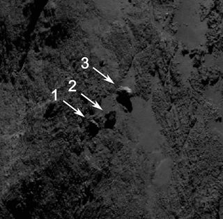 This image of the boulders on Comet 67P/C-G was taken by OSIRIS on Sept. 1, 2014, from a distance of 18 miles (29 km.).