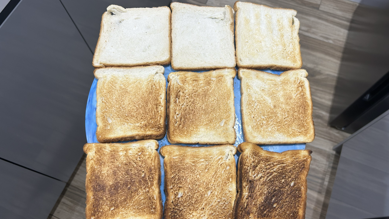 Toast on blue board