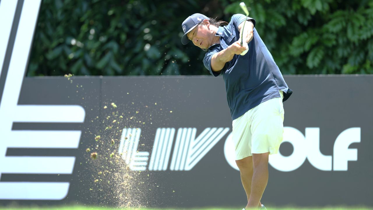 Anthony Kim in action last season in the LIV Golf League