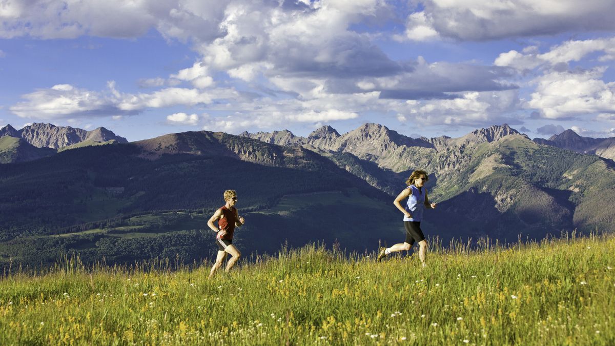 Trail runners on Vail mountain