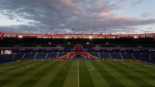 General view inside the stadium prior to the UEFA Champions League round of 16 second leg match between Paris Saint-Germain and Borussia Dortmund at Parc des Princes on March 11, 2020 in Paris, France. 