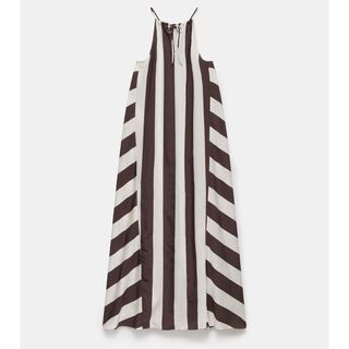 Mint Velvet Brown Stripe Halter Dress