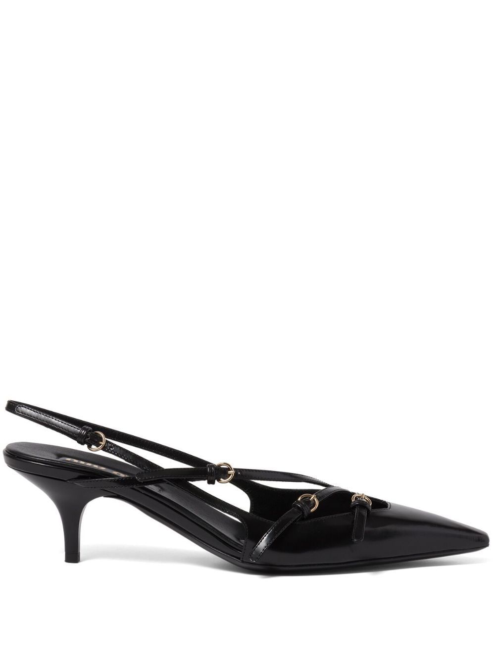 55mm buckle-embellished slingblack pumps