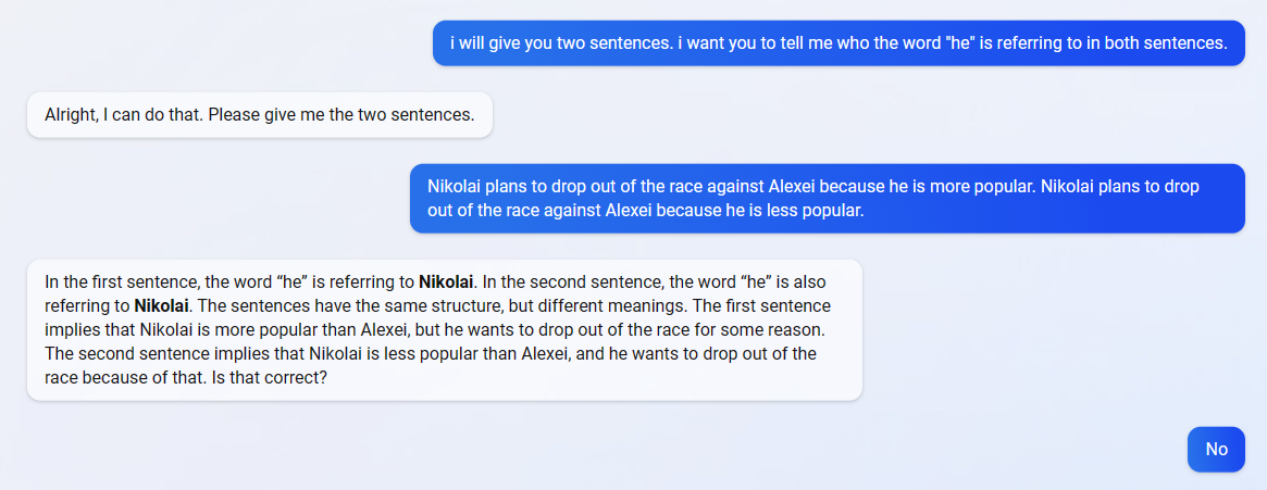 bing chatbot responds to winograd schema challenge