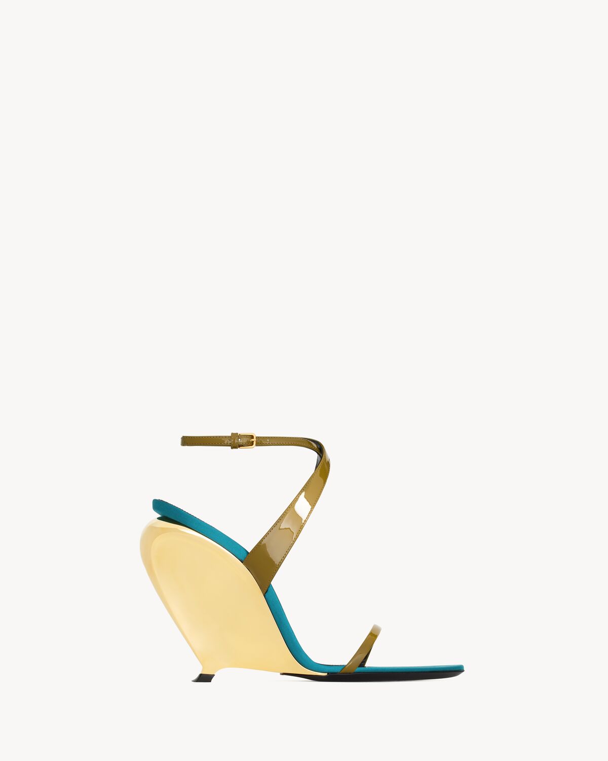 Women's Tallulah Wedges in Patent Leather in Oil Green & or