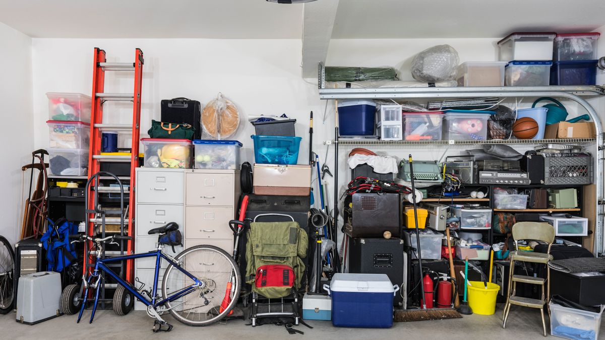 Miscellaneous items stored in a garage