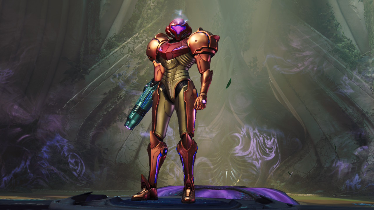 Samsus at a save station in Metroid Prime 4: Beyond