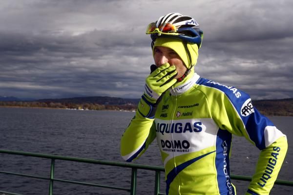 Ivan Basso (Liquigas) on the shores of Lake Maggiore.