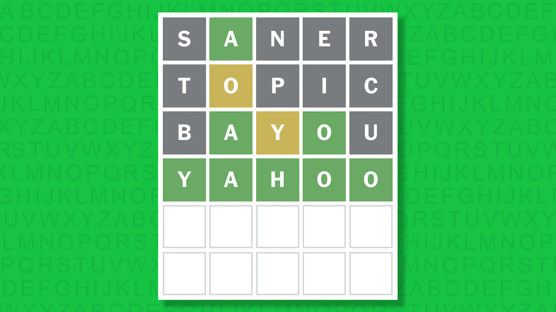 NYT Wordle answer for game 1960 on a green background