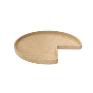 1-Shelf Natural Wood 32 in. Lazy Susan Kidney Shaped with Swivel Bearings