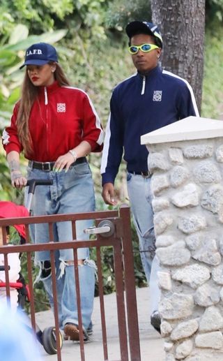 Rihanna and ASAP Rocky in matching Loewe outfits
