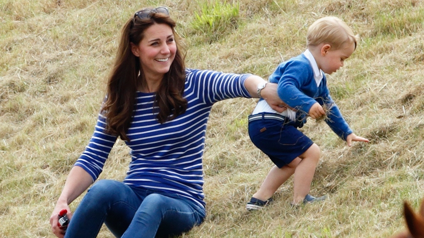 Catherine, Princess of Wales and Prince George attend the Gigaset Charity Polo Match at the Beaufort Polo Club on June 14, 2015