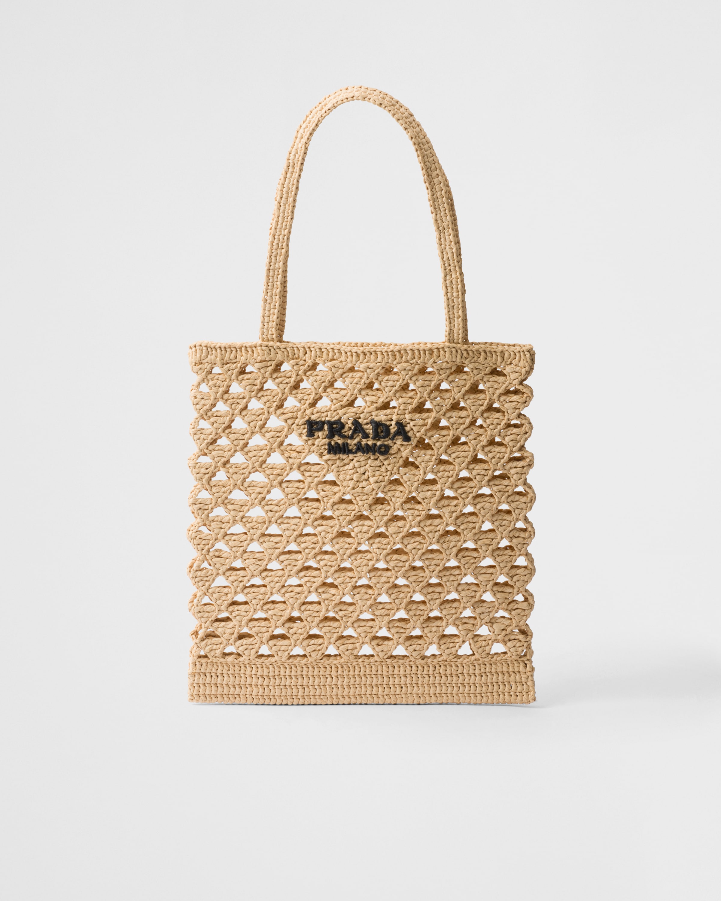 Prada, Woven Fabric Crochet Tote Bag