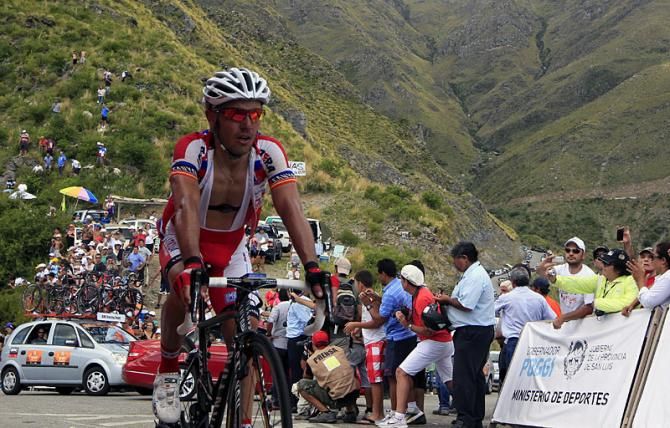 Joaquim Rodriguez (Katusha) crosses the line for 19th place on Mirador del Sol.