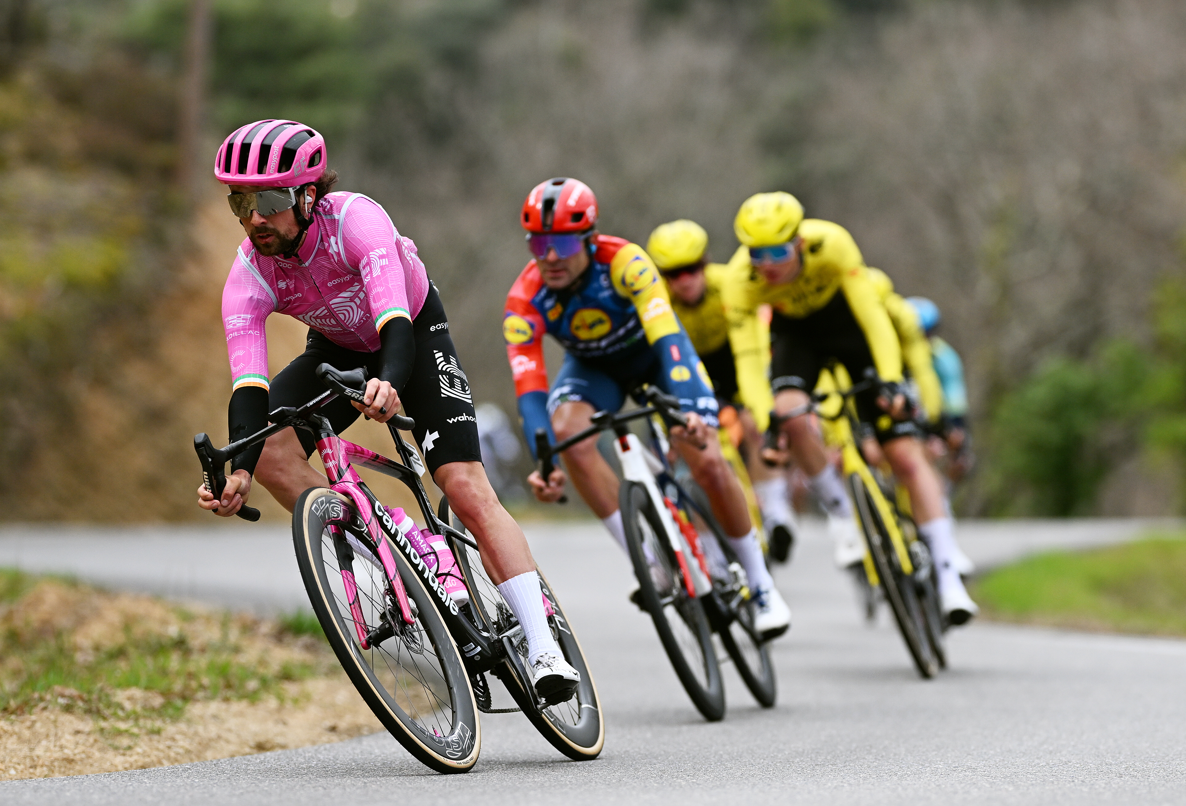 GUILHERAND-GRANGES, FRANCE - FEBRUARY 28: Ben Healy of Ireland and Team EF Education - EasyPost competes during the 26th Faun-Ardeche Classic 2026 a 187.6km one day race from Guilherand-Granges to Guilherand-Granges on February 28, 2026 in Guilherand-Granges, France. (Photo by Billy Ceusters/Getty Images)