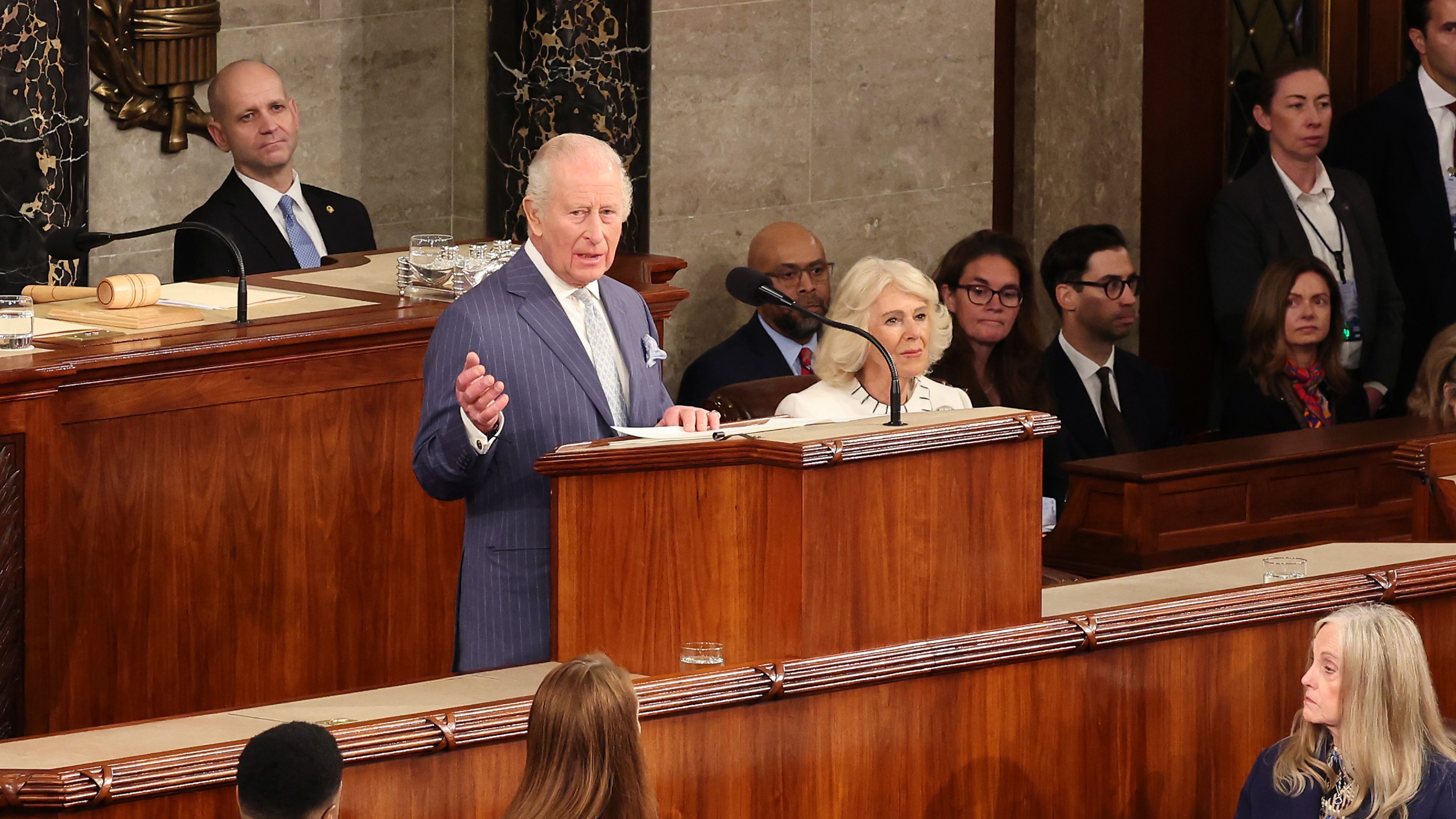King Charles III addresses a joint meeting of Congress at the US Capitol alongside Queen Camilla on April 28, 2026