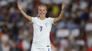 BRIGHTON, ENGLAND - JULY 11: Beth Mead of England celebrates a goal during the UEFA Women's Euro England 2022 group A match between England and Norway at Brighton & Hove Community Stadium on July 11, 2022 in Brighton, England.