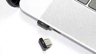 Yubikey 5C Nano Security Key inserted into a Macbook