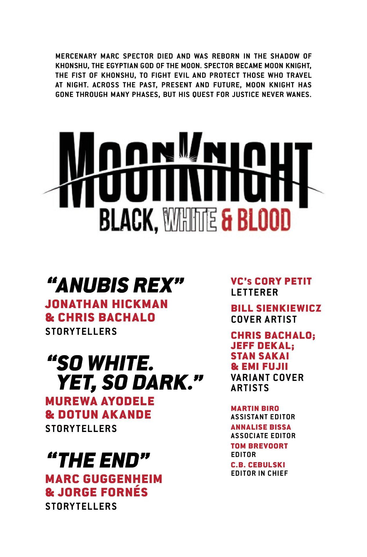 Moon Knight: Black, White &amp; Blood #1