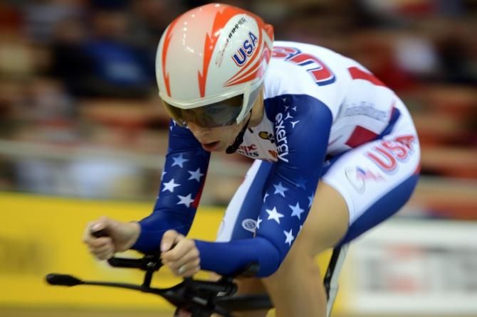 Sarah Hammer (USA) powers to the individual pursuit world championship in Minsk, Belarus.
