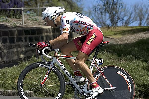 Bernard Van Ulden (Jelly Belly) from the USA rides towards a third placing in the time trial on stage five.