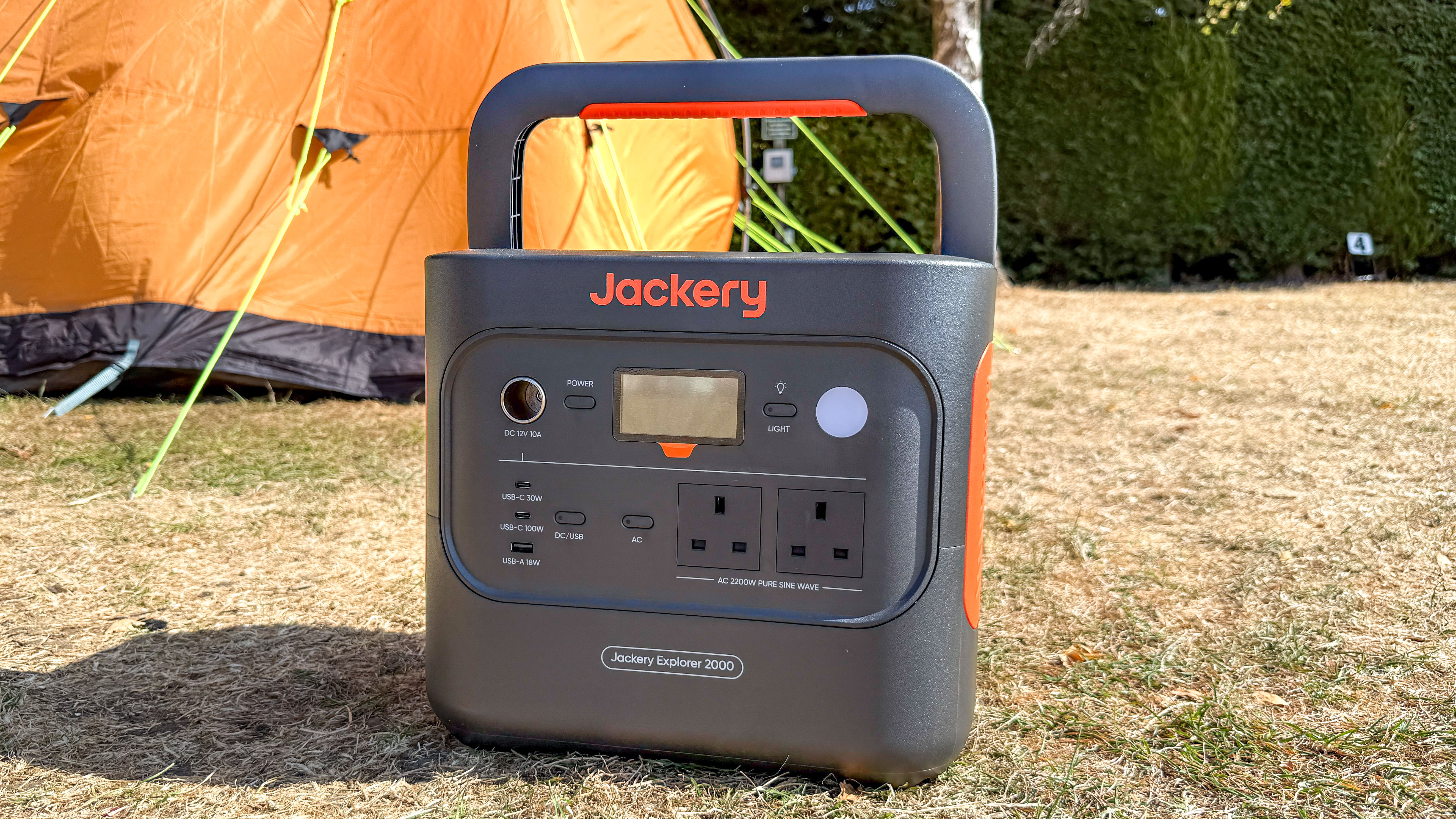 Jackery Explorer 2000 portable power station on a camping trip