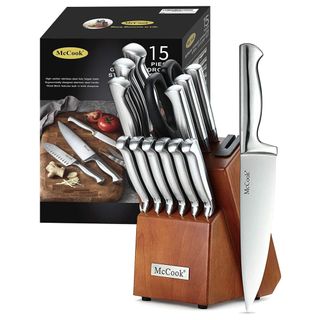 Mccook® Knife Sets, German Stainless Steel Kitchen Knife Block Sets With Built-In Sharpener