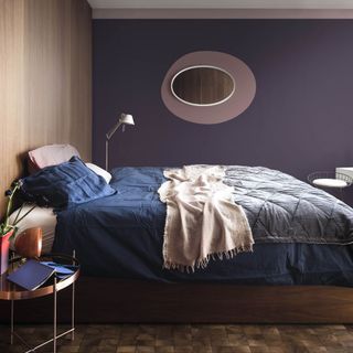 bedroom with heather wood colour palette
