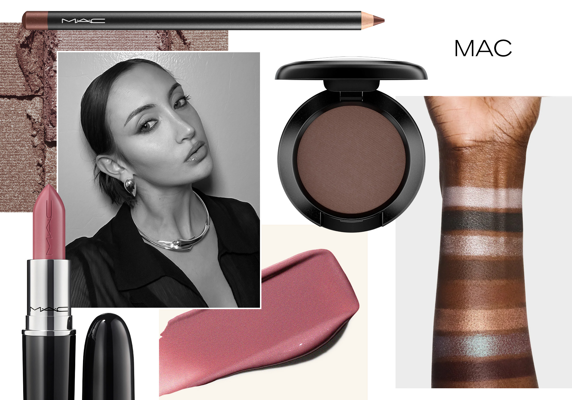 collage of beauty products and editor headshots