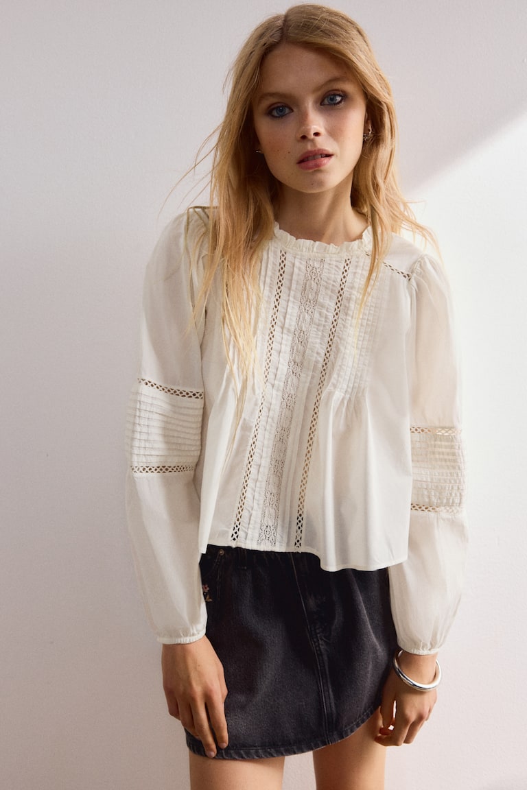 Pintucked Cotton Blouse