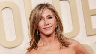 Jennifer Aniston is seen wearing a collarbone bob as she arrives at the 81st Golden Globe Awards at the Beverly Hilton Hotel in Beverly Hills, California on January 7, 2024.