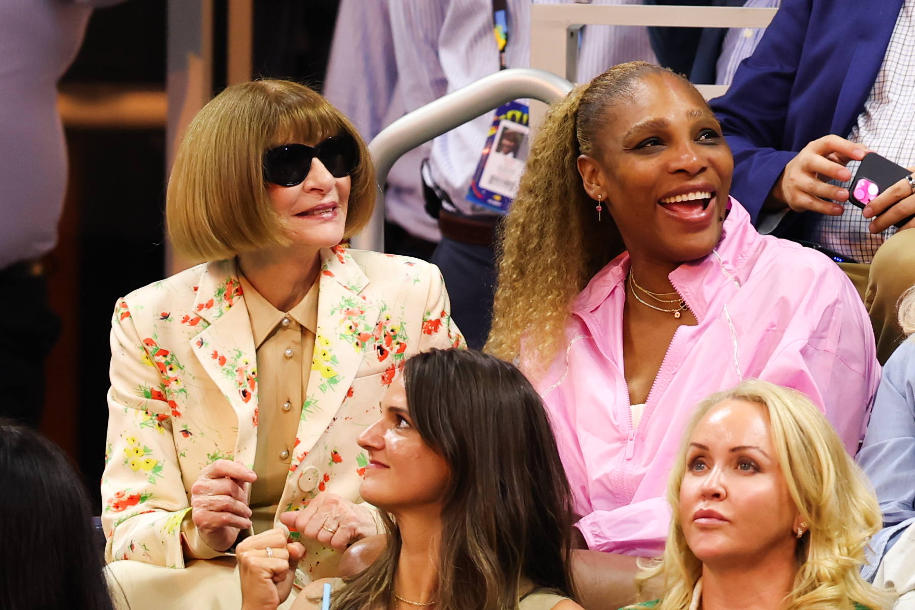 Serena Williams wore a bubblegum pink Nike windbreaker during the 2026 US Open